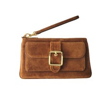 Coach CEN15 Ashton Wristlet Suede Clutch Wallet Warm Brown