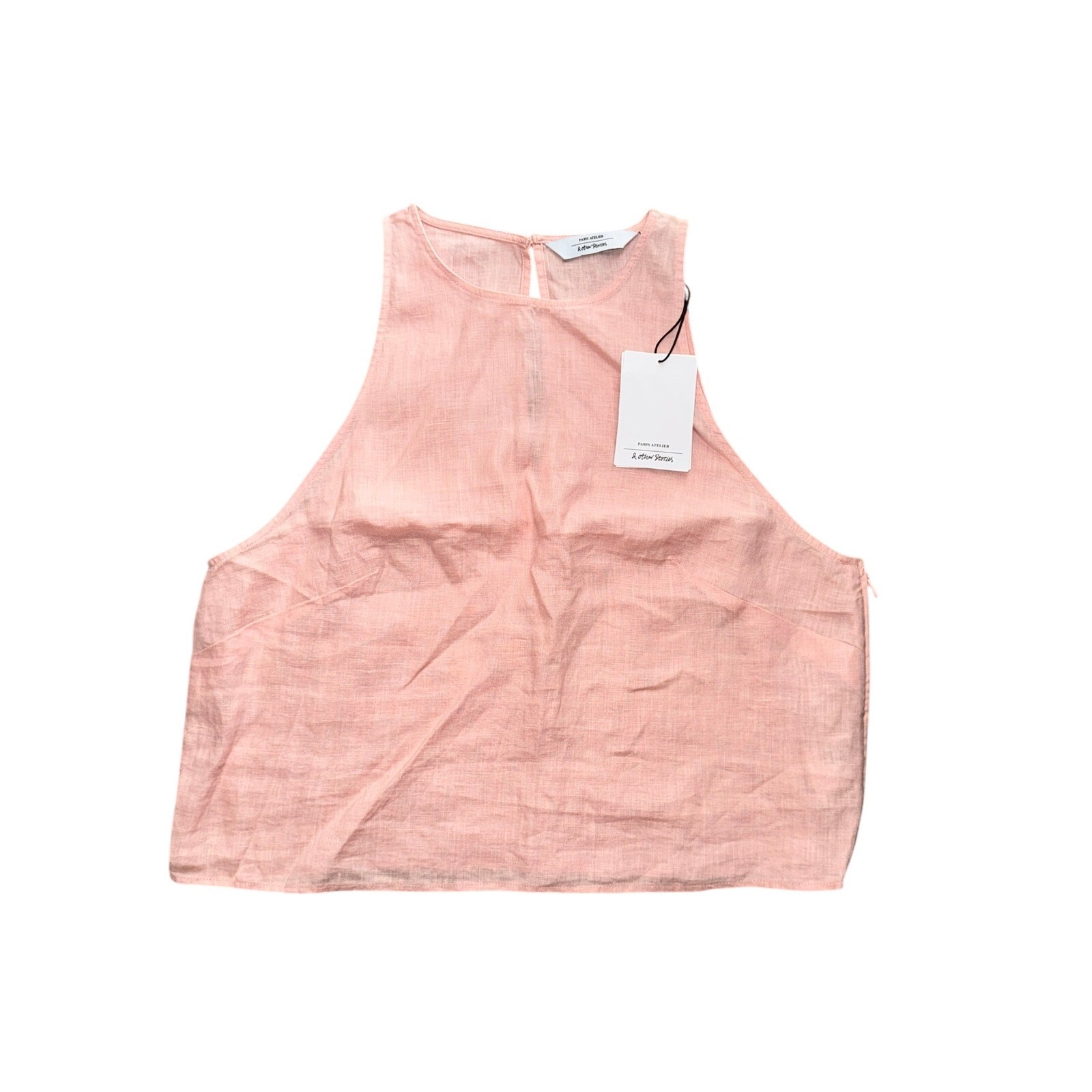 ALTRA Crop top Paris Atelier & Other Stores lino girocollo taglia 10 rosa polvere nuovo con etichette