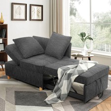 Convertible Sofa Bed Chair 4-in-1 Sofa Bed 3-Seat Futon Linen Sleeper Bed Couch 