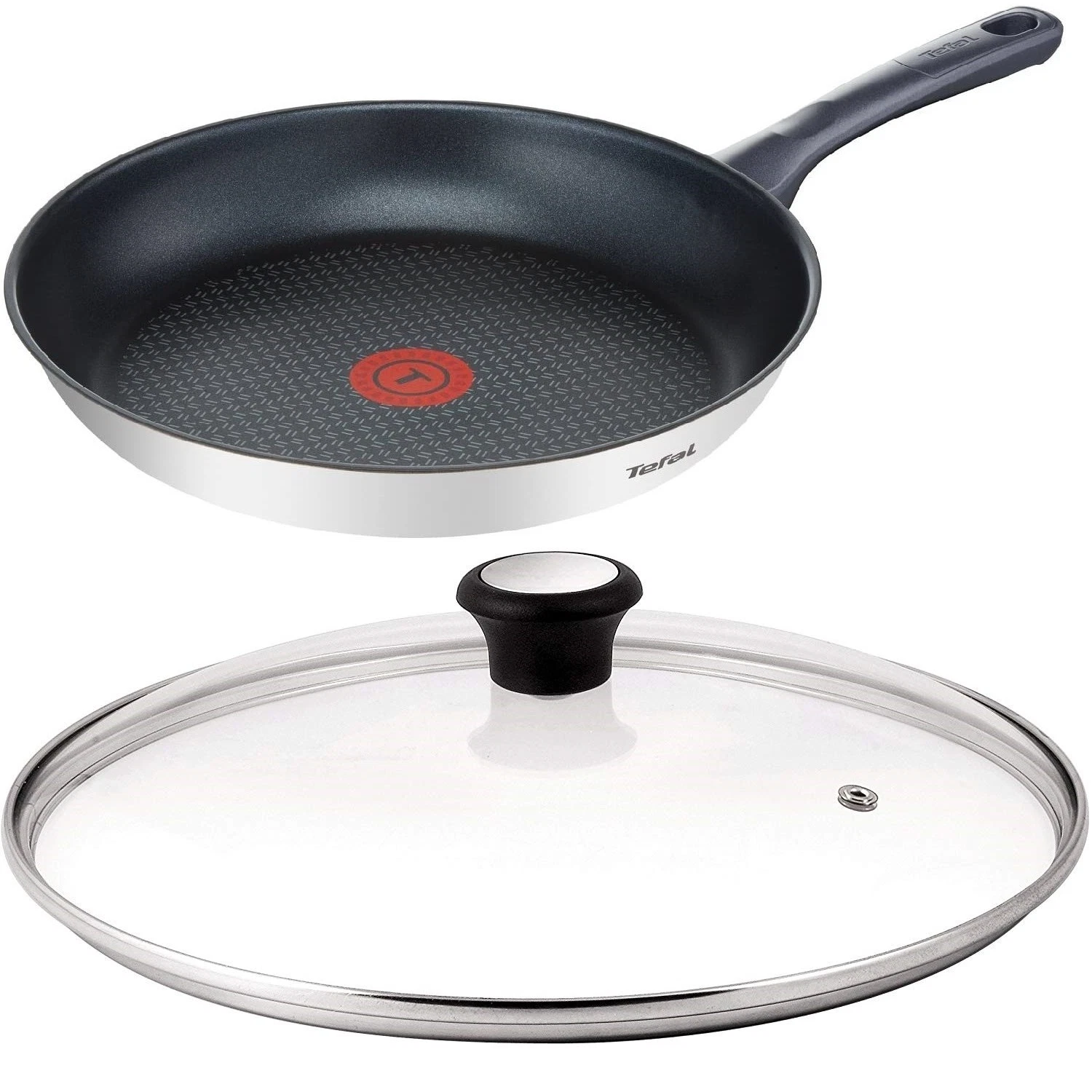 Tefal 28cm Frying Pan with Glass Lid Induction Titanium Non Stick Dishwasher New