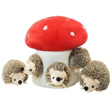 YOUBEMAGIC Dog Hide Seek Squeaky Plush Mushroom Toy for Puppies Small Dogs Chew