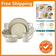 Rustic Vintage-Style Stoneware Dinnerware Set - 16 Pieces for Memorable Dining