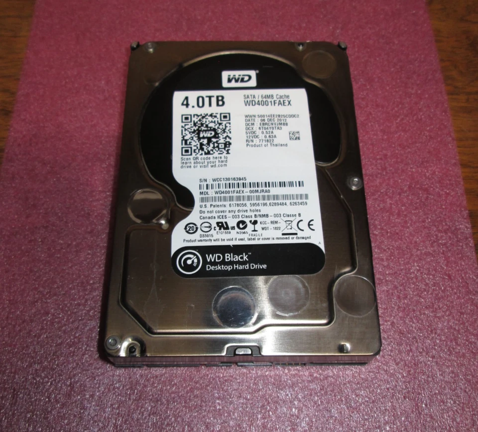 WD Black 4TB 3,5" SATA HDD 7200 RPM WD4001FAEX-00MJRA0 Desktop Server Festplatte