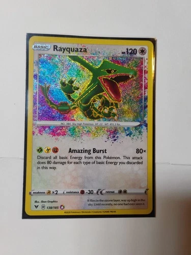 Pokemon Rayquaza 138/185 Holo  Sword & Shield Vivid Voltage Card