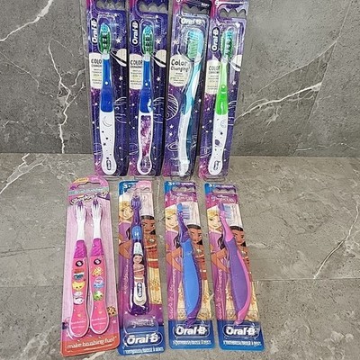 Lot 8 Oral B Toothbrush Cross Action Kids Color Changing Soft Ages 3+ And 6+ New