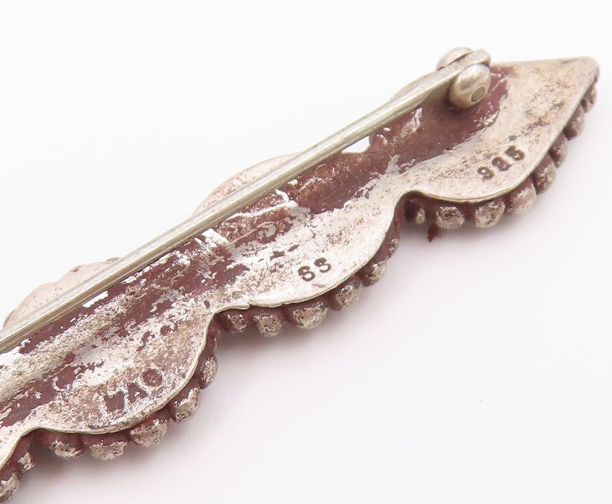 MMA  925 Silver  Vintage Dark Tone Bubble Detail Horizontal Brooch Pin  BP5472 View 6
