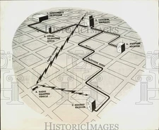 1945 Press Photo Path of proposed vehicular telephone service for Bell System