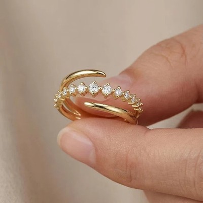 2.00CT Round Cut Lab-Created Diamond Women's Bypass Ring 14K Yellow Gold Plated