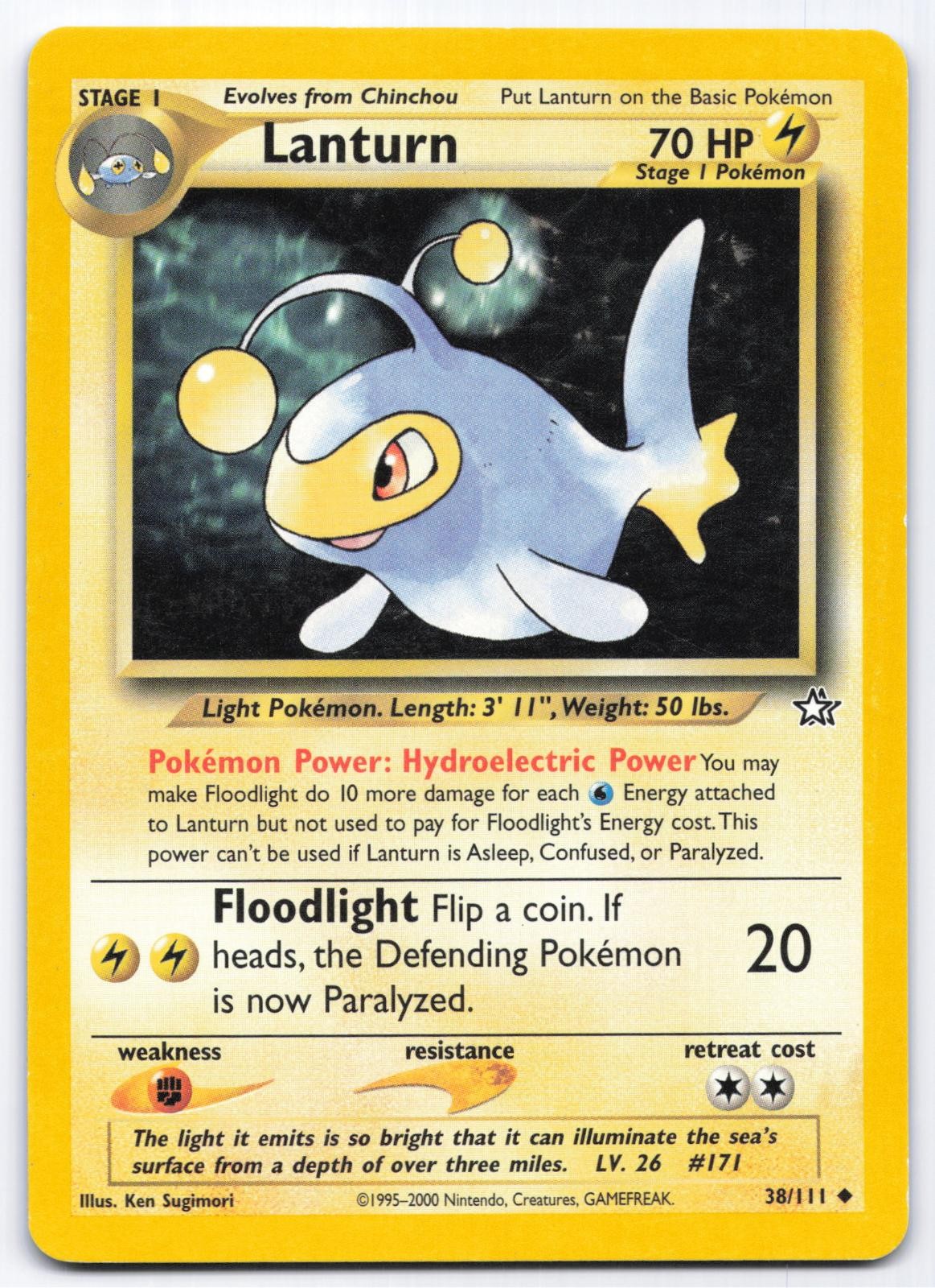 Lanturn 38/111 Neo Genesis Unlimited Uncommon Pokemon Card LP