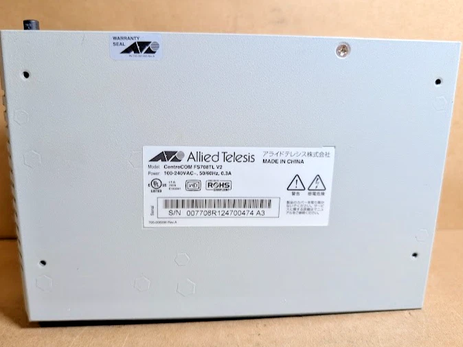 Allied Telesis CentreCOM FS708TL V2 Fast Ethernet Switch, 8 port, 120V (New NB) - Image 2 of 4