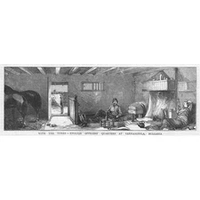 RUSSO TURKISH WAR English Officers Quarters at Sarnasuf - Antique Print 1877