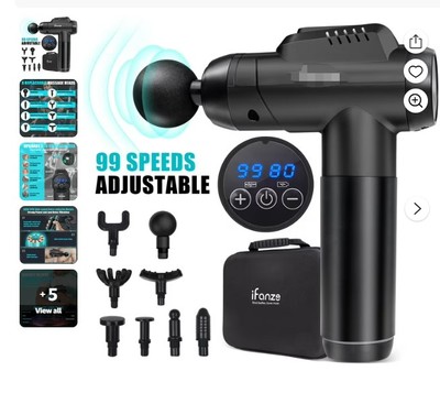 Massage Gun Deep Tissue, 99 Speeds Quiet Handheld Electric Muscle Massager with
