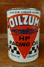 Vintage OILZUM HP RACING OIL Composite One Quart Motor Oil Can - Empty