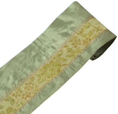 Vintage Sari Border Indian Craft Trim Hand Beaded Embroidered Velvet Ribbon Lace