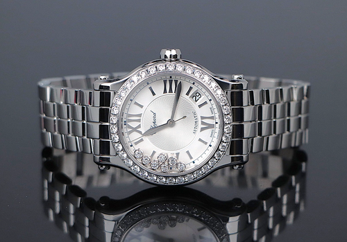 $25,200 Chopard Happy Sport 7 Floating Diamond 36mm Automatic Steel Watch 8559 - Picture 7 of 12