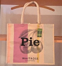 Waitrose and Partners Cherry Pie Tote Bag Shopping Juco Pudding NEW 🍒 🥧