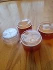 3 Red Individual Ceramic Ramekins And 6 Plastic Disposable Lids — photo 1