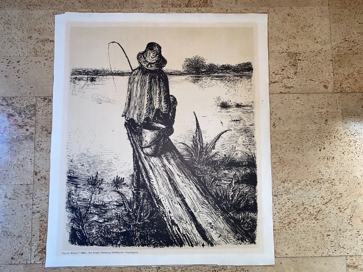 A. Paul Weber – „Der Angler I“ – Lithografie (Griffelkunst)