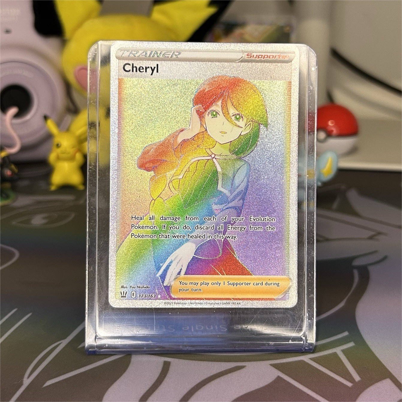 Pokémon Cheryl 173/163 Battle Styles Secret Rare Full Art Holo Trainer Supporter