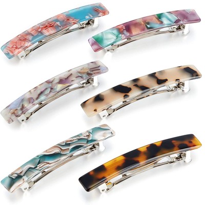 6 Pieces Tortoise Shell Hair Barrettes Medium French Snap Barrettes Automatic...