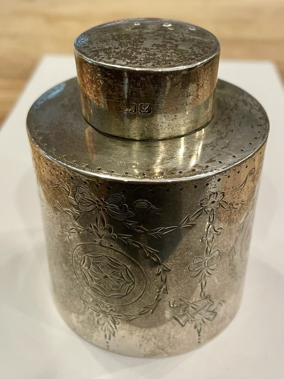 Sterling Silver Tea Caddy 3 Tall Weight 3 oz English Sterling Silver