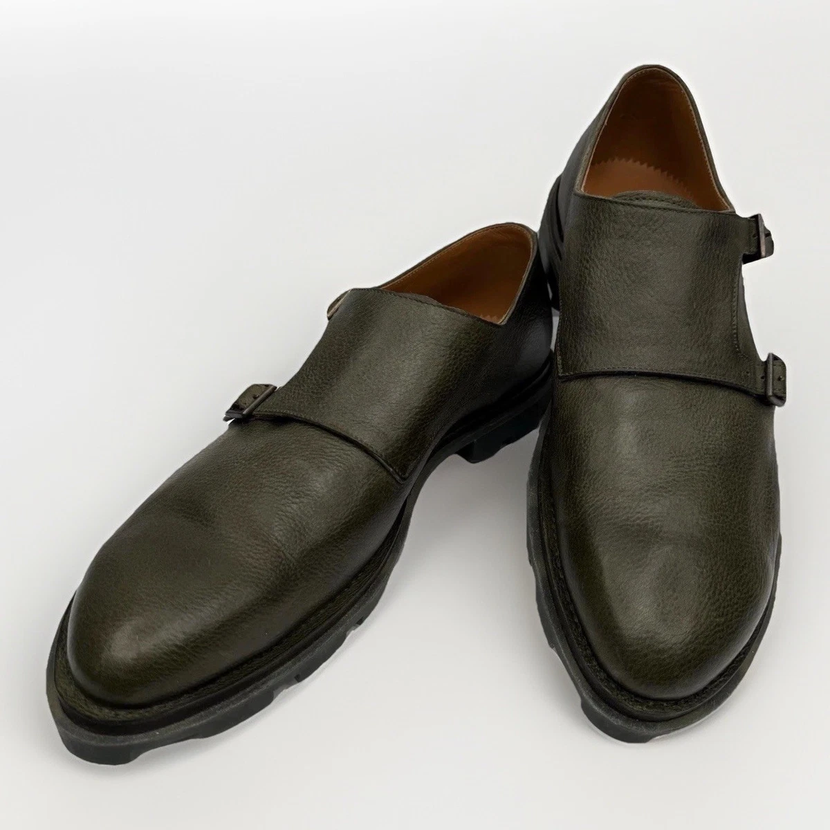 John Fluevog Reynolds Loafer Leather Green Teal Blue Size 12 Men\'s John Fluevog Teal Double Monk Strap Leather Shoes 9.5 main image 3