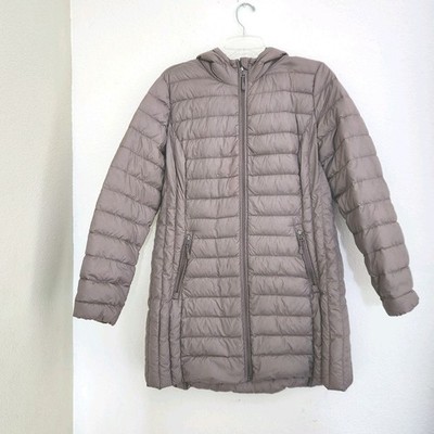 Adventure Women's Taupe Lightweight Hooded Down Jacket Coat Size L