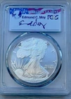 1996-P PROOF AMERICAN SILVER EAGLE PCGS PR70 DCAM MOY SIGNED FLAG LABEL