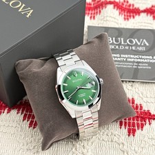 Bulova 96B429 Surveyor Men's Green Dial Stainless Steel Automatic Watch 39mm