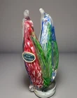 Vintage Murano Art Glass Dual Penguins Figurine 7” Italy Lavorazione Arte Label