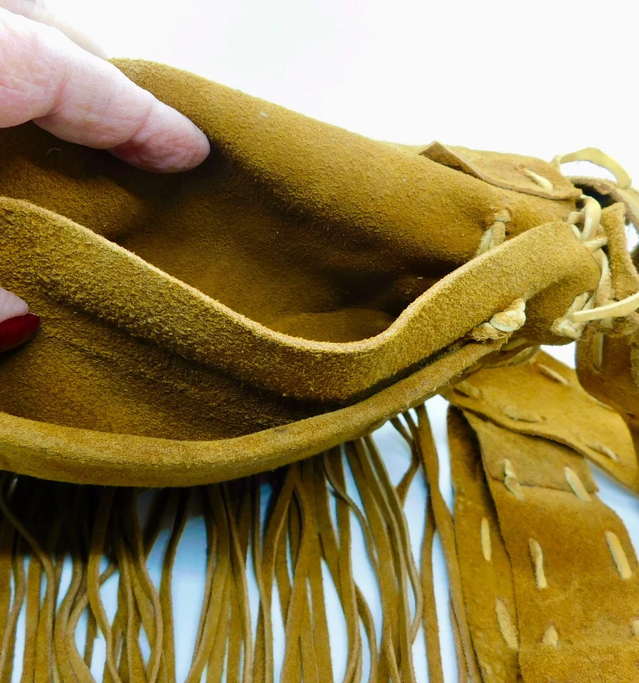 Bolso de tiro vintage hecho a mano de gamuza en polvo negro/bolso de posibles/bolso de reactores Foto 3 de 4