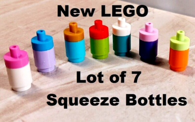 New LEGO Water Bottle Tops squeeze Lot of 7 Changeable Lids Groovy