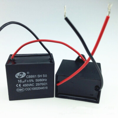 CBB61 450V 0.8/1/1.2/1.5/1.8/2/2.2/2.5/3 UF Fan Motor RUN Capacitor 2 WIRES