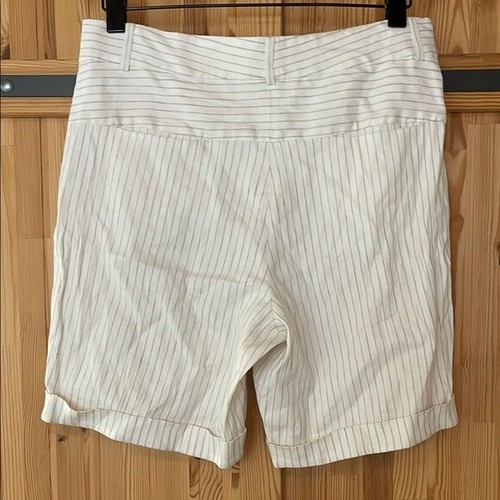FRAME PLEATED COTTON BLEND STRIPED SHORTS IN CREAM SIZE 4 - Picture 3 of 6