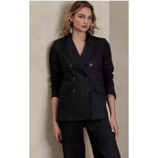 Banana Republic 4P Palma Linen Blazer 4 Petite Black 578959 NEW