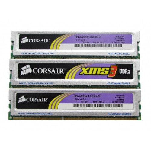 CORSAIR XMS3 Platinum 6GB DDR3 (3X 2GB) 2RX8 PC3 12800U 1600 Desktop Memory Ram  - Picture 2 of 3