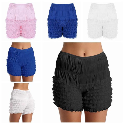Womens Tiered Ruffle Lace Booty Shorts Panties Dance Bloomers Pettipants Knicker - Picture 2 of 50
