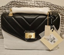 MONCRIEF LONDON Handbag Cathryn Quilted Leather Purse Chain Strap Black NWT $765