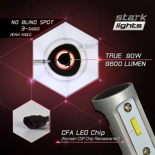 Stark APX 90W 9600LM LED 6000K Bulbs White Fog Light Conversion Kit - H11 (3) - Picture 2 of 7