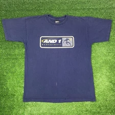 Vintage 90s AND 1 Basketball Hoops Sports Blue T-Shirt Men's XL Made In USA READ