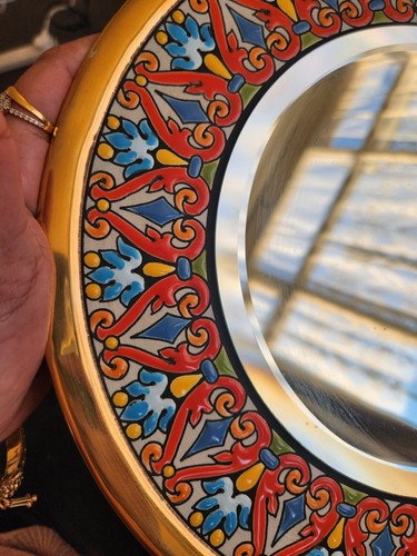 Cearco Ceramic Raised Enamel Colorful mirror Wall Art Decor, 11" Aprox - Picture 9 of 13