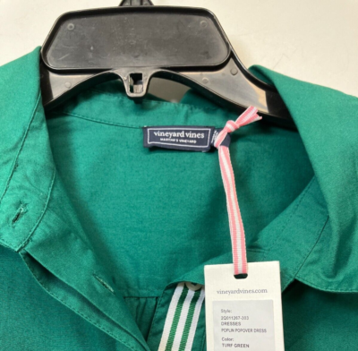 NWT Vineyard Vines Womens Green Poplin Popover Shirt Dress Size Small | eBay