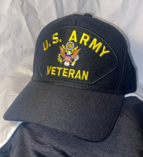 U.S. ARMY Veteran Black Cap - Official Military Headwear - Adjustable