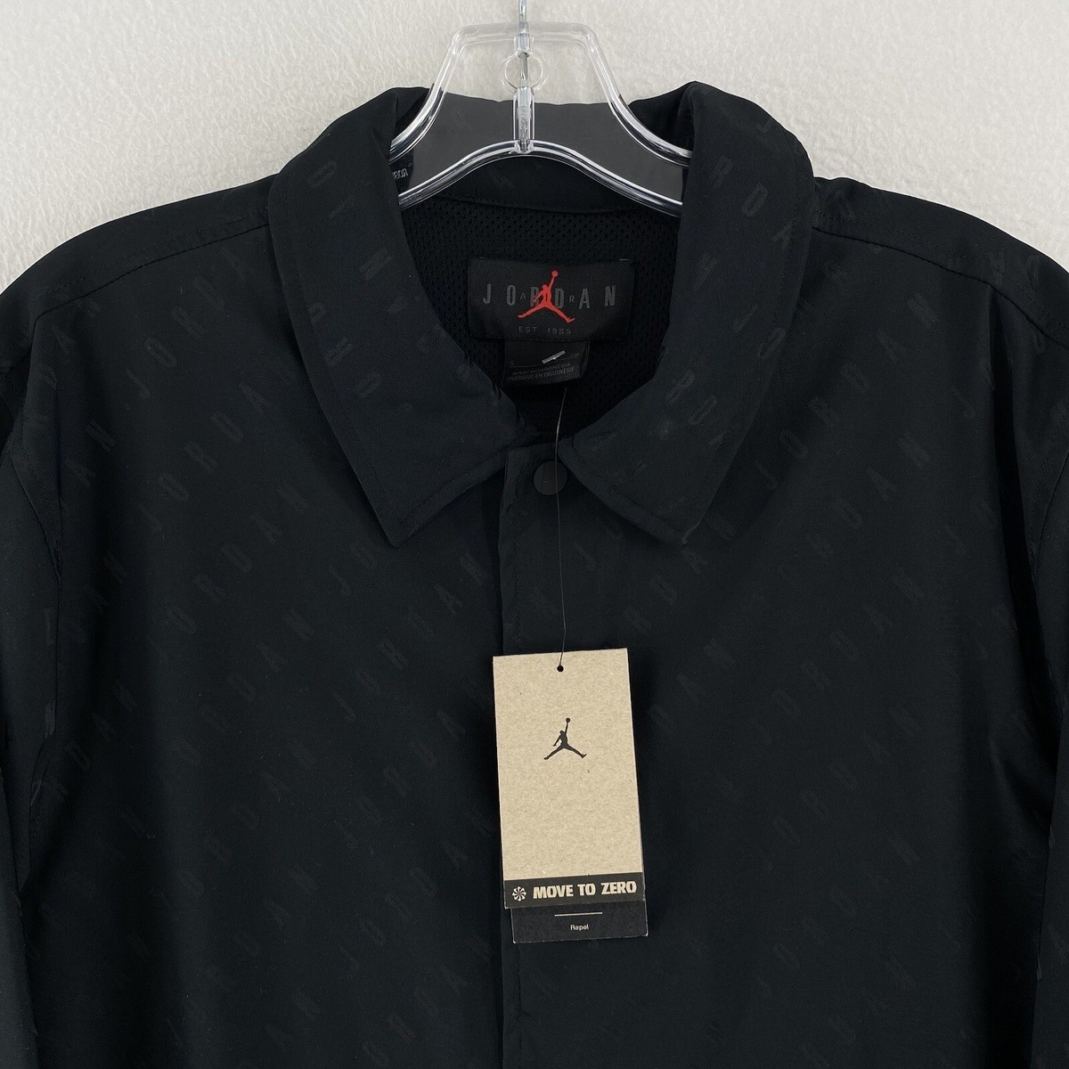 Nike Air Jordan Coaches Button Up Jacket Size Small Black Nike Air Jordan Coaches Button Up Jacket Size Small Black