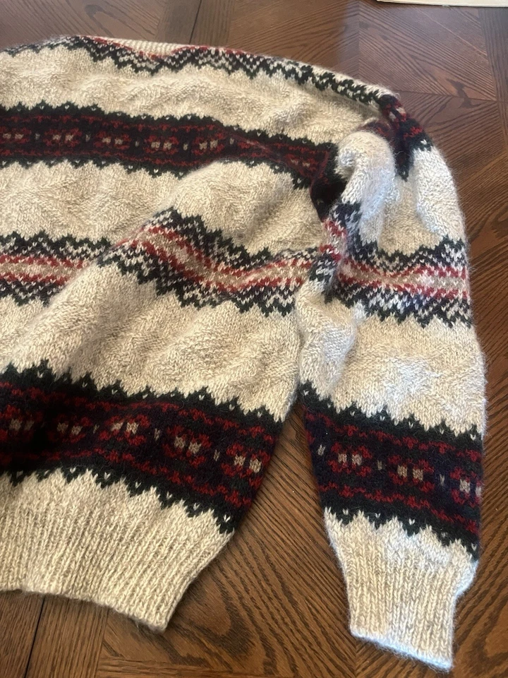 Suéter Eddie Bauer Para Hombre XLarge Cuello Redondo Multicolor Texturizado Invierno Cabina Esquí Foto 4 de 4