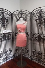 G2068 RACHEL ALLAN 2802 CORAL 239 SZ 6 BEADED COCKTAIL PROM DRESS