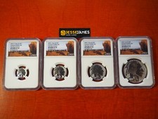 2023 $1 FIJI FRACTIONAL REVERSE PROOF SILVER BUFFALO NGC PF70 FDI 4 COIN SET