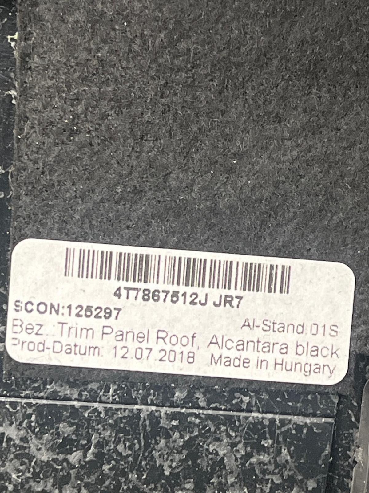 Sun Visor TRIM PANEL LAMBORGHINI HURACAN 19