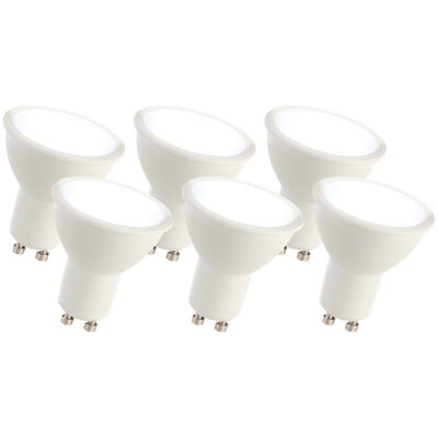 Luminea 6er-Set LED-Spots GU10, 7 Watt, 600 lm, F, 6.500 K, 100°