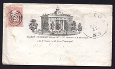 US 1860 FULTON N.Y. VALLEY SEMINARY ADVERTISING COVER RARE